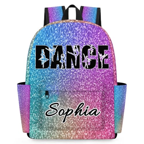 Personalized Dance Backpack Bag for Women, Custom Large Capacity Shoulder Bags, Waterproof Ballet Casual Daypack, Colorful
