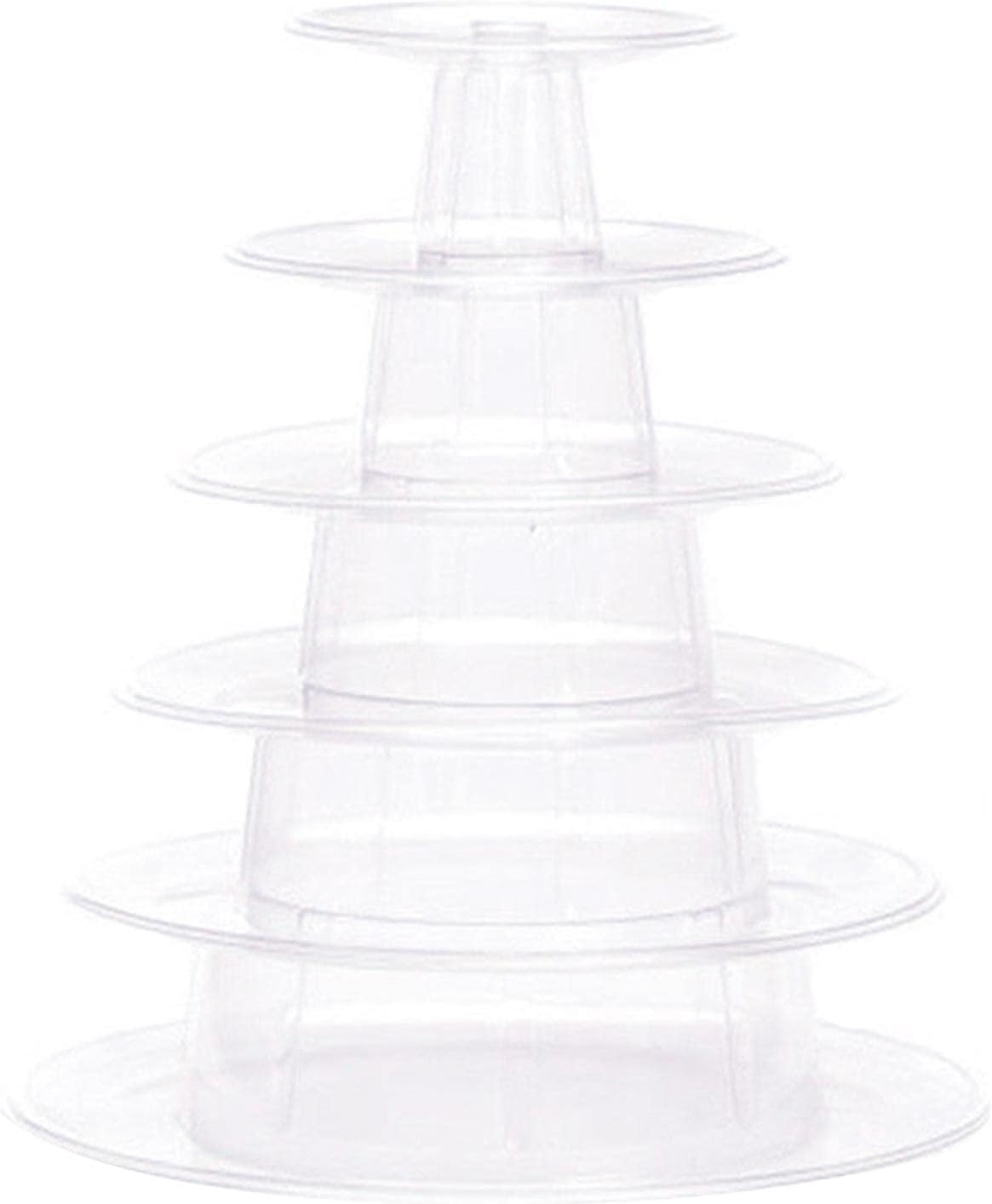 6 Tier Macaron Tower Stand, Cupcake Dessert Display Stand Plastic Transparent Cake Holder Rack for Wedding Birthday Decor