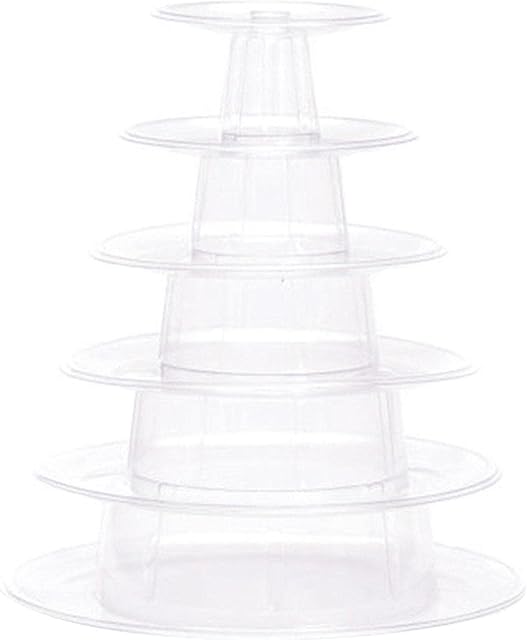 ALEOHALTER 6 Tier Macaron Tower Stand, Cupcake Dessert Display Stand Plastic Transparent Cake Holder Rack for Wedding Birthday Decor