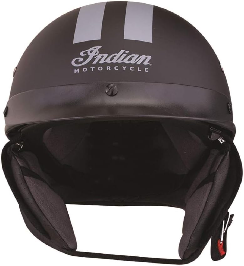 Indian Motorcycle Half Helmet with Gray Stripe, Black - 2869634