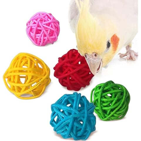 SYNRA Rattan Balls for Parrots, 30 Beak Grooming and Activity Balls, 1” Decorative Wicker Orbs, Attractive Multicolor Pack Cover