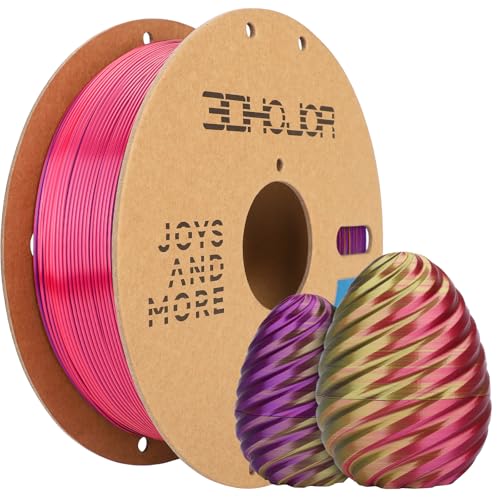 Image of 3DHoJor Silk PLA Filament 1.75mm Red Gold Purple Triple Color PLA 3D Printer Filament 3 in 1 Coextrusion 1KG Spool(2.2lbs) 3D Printing Filament Dimensional Accuracy + /- 0.03mm