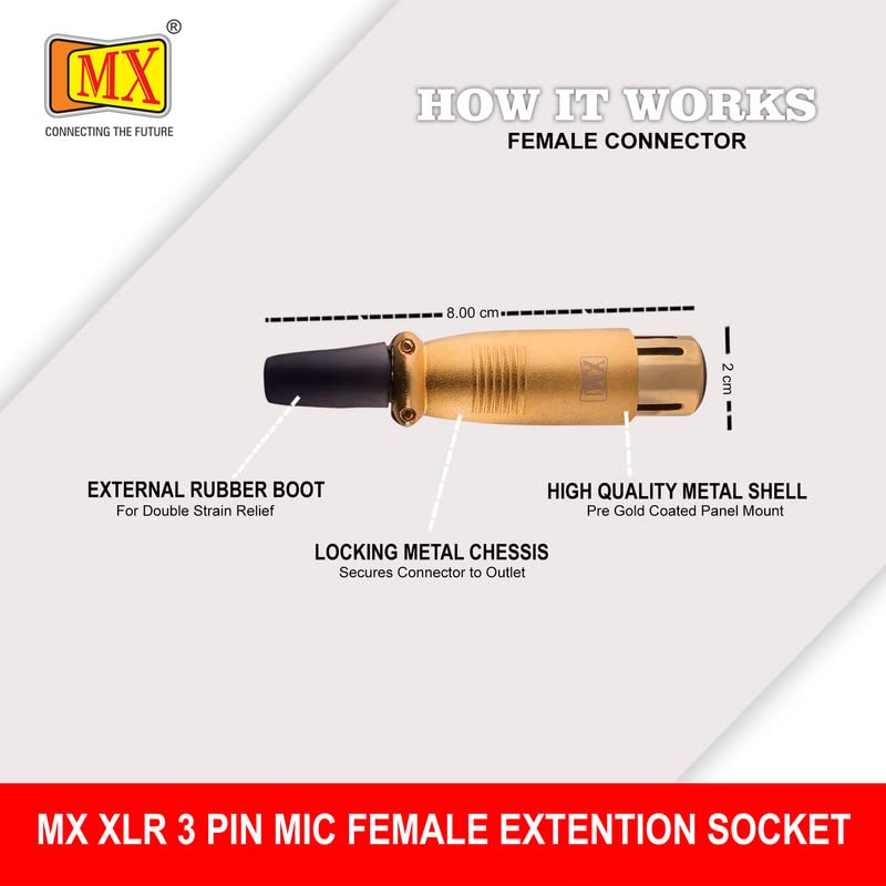 Image of MX 3 Pin XLR connector Microphone Connector pin Pure Copper Nickel Plated Pins1 for High Conductivity microphone cable connector PERENT (3 Pin, Pack of 2, Female Connector)