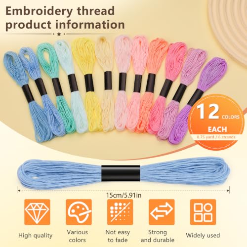 Image of Embroidery Floss, 12 Colors Cotton Friendship Bracelet String