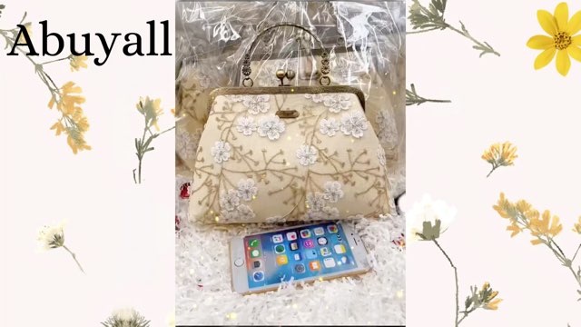 Floral Top-Handle Handbag, Kiss Lock Evening Bag for Women