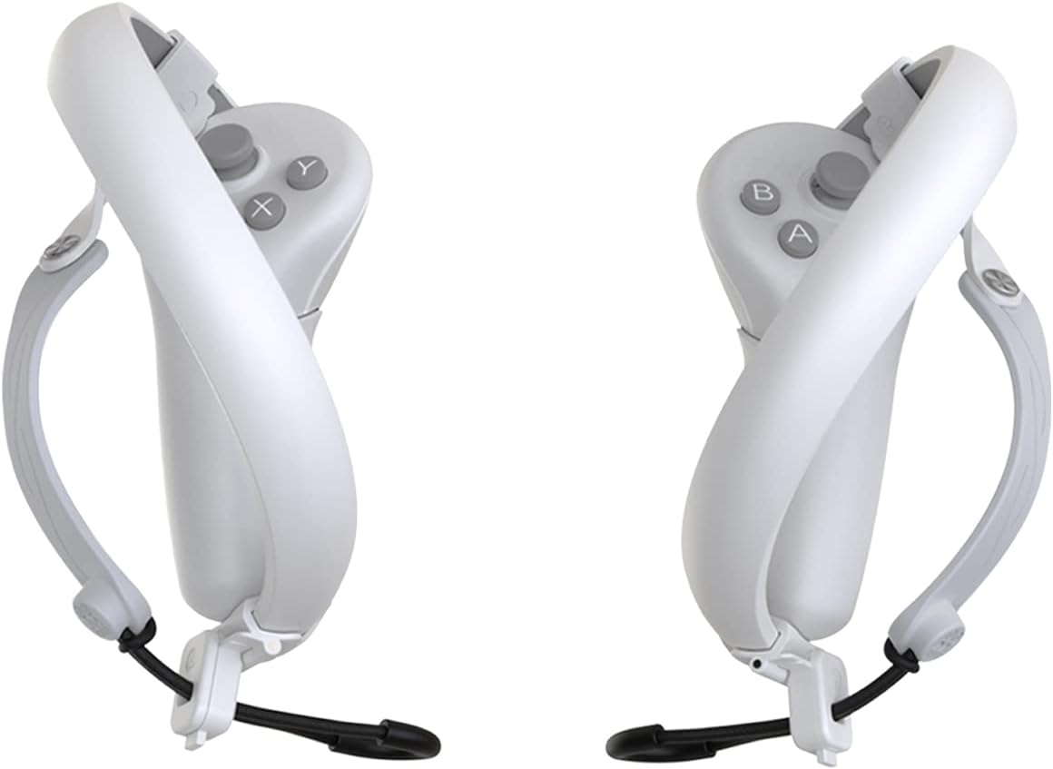 Baomaeyea Touch Controller Grip Cover&Adjustable Knuckle Strap for Pico 4,Compatible with Pico 4 VR Silicone Anti-Throw Controller Handle Strap (white)