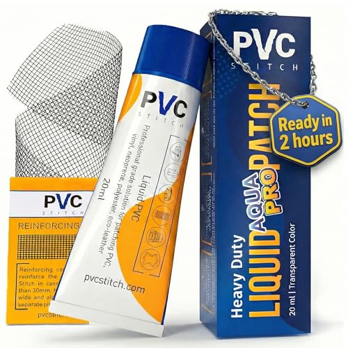 AquaPro Liquid Patch Waterproof Repair Kit for PVC Inflatable Boats, Rafts, ISUPs, Paddle Boards, Above Ground Pools, Hot Tubs, and Underwater Gear (Sealer +Cord)