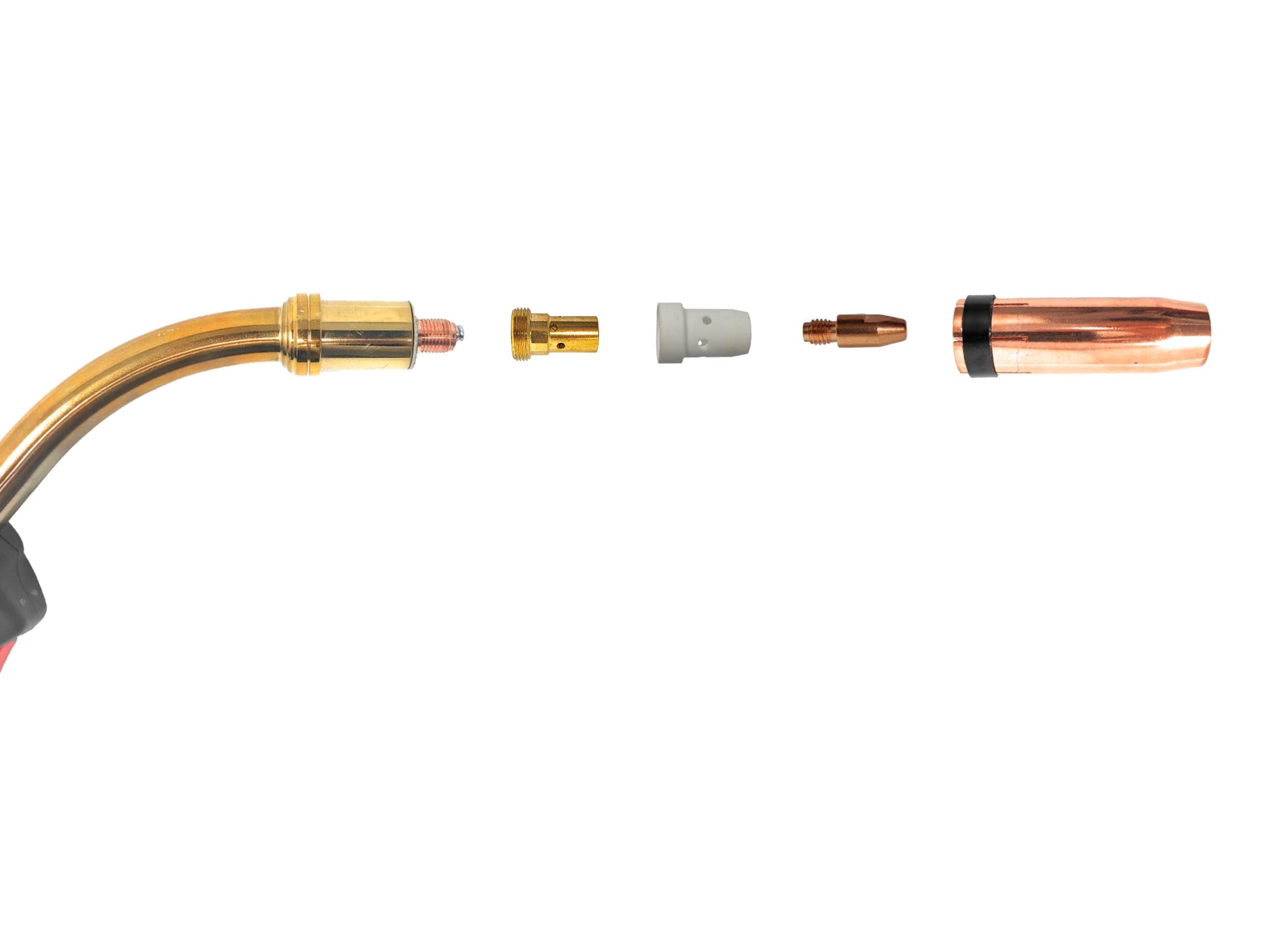ELCAN Pack de 19 consumibles para antorcha 501D. 5 puntas de contacto M8x30x10mm 1,0mm, 5 puntas de contacto M8x30x10mm 1,2mm, 3 portaboquillas M8, 3 difusores, 3 toberas conicas.