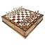 Red Chess Board and Bronze&silver Chess Pieces