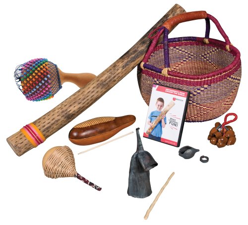 West Music KI7207 - Global Percussion Set: Handcrafted Instruments from Africa & South America, Educational Classroom Tool for Cultural Musical Exposure