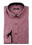 Kragenform: Button Down eterna Modern Fit Hemd Button Down Kragen Langarm mit Besatz Karo rot Größe 43