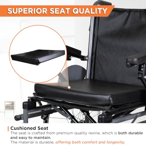 Image of Vissco Imperio Wheelchair with Removable Big Wheels (Spoke), Foldable, Swingable Armrest, Weight Bearing Capacity 110kg, Color (Blue /Grey)