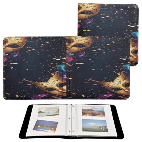 Álbum de fotos adhesivo DIY Cuero PU Scrapbook Carnaval Máscara Mardi Gras Carpeta de 3 anillos Album de fotos 40 páginas 8x10 para recuerdos miniatura 2
