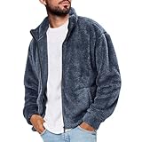 Genérico Abrigo De Invierno Para Hombre Forro Polar Termica Chaqueta De Borrego Ligera Jacket Con Cremallera Chaquetas Trekking De Manga Larga Con Bolsillos Casual Abrigos Parka Azul Marino S