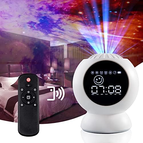 ITINGJOY Home Planetarium Galaxy Projector, 3 in 1 Star Projector with LED Alarm Clock and White Noise Include 2 Galaxy Discs, Sky Night Light HD Image Large Projection Area for Room Decor, Ambiance