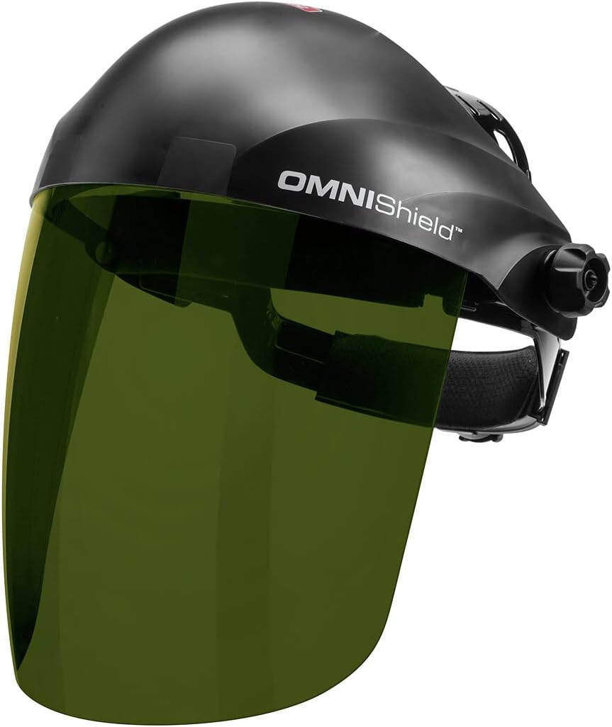 Lincoln Electric OMNIShield Face Shield โ Shade 5 IR Lens, Premium 0.077 in Polycarbonate, Adjustable Cushioned Headgear, ANSI Z87.1 Impact Protection, Model K3754-1