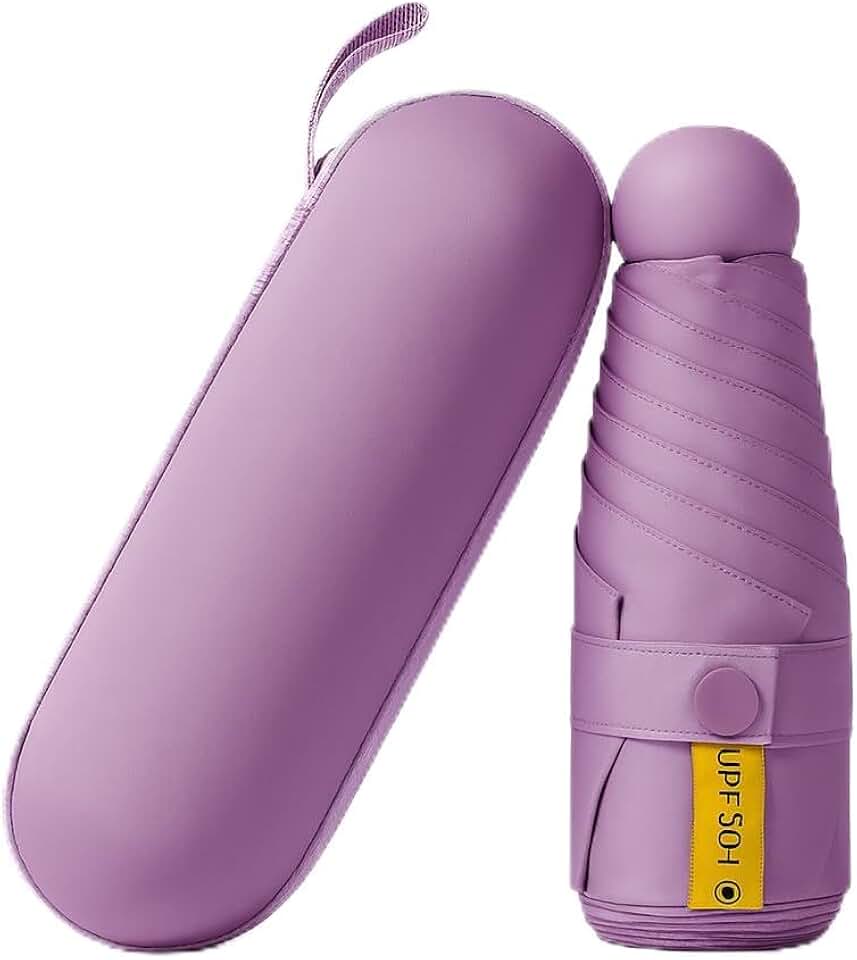 Guarda chuva de Bolso Ultra Compacto e Versátil – Mini Guarda-chuva Dobrável com Proteção UV, Leve e Portátil – Inclui Estojo Estilo Cápsula para Chuva e Sol