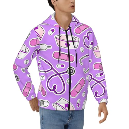 Sweat à capuche épais pour homme en violet avec fermeture éclair