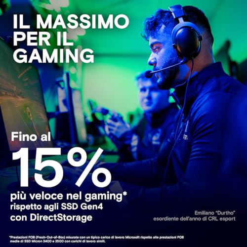 T705 SSD 2TB PCIe Gen5 NVMe M.2 Edizione Limitata SSD Interno con Dissipatore Premium Bianco, Fino a 14.500MB/s, Microsoft DirectStorage, Retrocompatibilità PCIe 4.0 - CT2000T705SSD5A - Hdd - Immagine 3