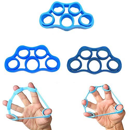 Cosylive Finger Stretcher Hand Resistance Bands Hand Extensor Exerciser Finger Grip Strengthener Strength Trainer Gripper Set for Arthritis Carpal Tunnel Exercise Guitar and Rock Climbing 3pcs