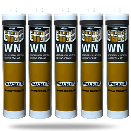 Image of Buildingshop.in Wacker Seal Gaps In Windows (Pack Of 5) (10.1 Oz Tube) For Waterproofing Windows, Aquarium, Tiles, Kitchen Also For Bonding Gel Gun (Wacker Wn, White)