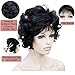 Klayss Black Short Synthetic Curly Wavy Wigs with Hair Bangs Lightweight Natural Looking Black Wigs for Women (10