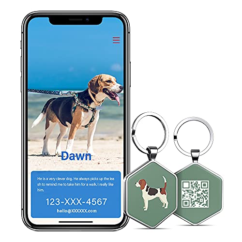Kekid Dog Tags Personalized For Pets Custom Dog Tags Dog Name Tag Qr Code Pet Tags Engraved Pet Id Tags Personalized Anti-Lost Pet Page Modifiable Exclusive | Specially For Beagle #TOP3
