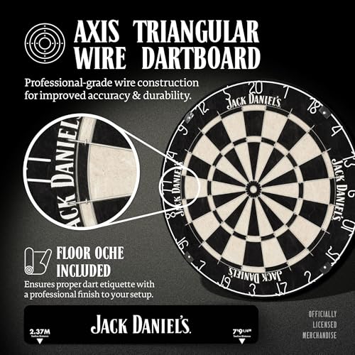 Offiziell lizenziertes Jack Daniel's bedruckte Dartpfeile in Schwarz inklusive Dartscheibe | JD Logo (CAB512), L