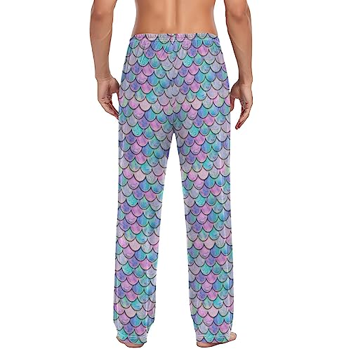 Men's Pajama Pants Super Soft Colorful Mermaid Fish Scale Sleep Lounge Pants Pjs Bottoms with Pockets2