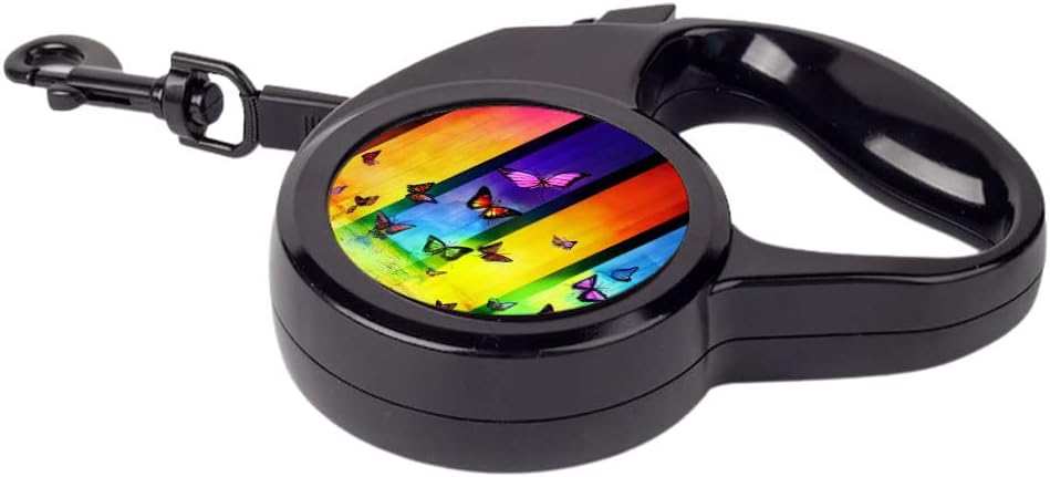 Pop Art Butterfly Retractable Pet Leash - Colorful Leash - Printed Dog Leash - 197 inches
