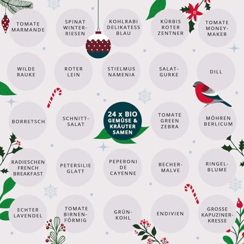 Bio-Saatgut Adventskalender mit historischen Sorten und Gemüse-Samen