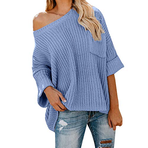 WARMWORD De Punto para Mujer Frente de Abrigo de Manga Larga Su�ter Flojo Jersey de Punto Mujer Jers�is de Pullover de Mujer Camisa Larga de Invierno Size S-XL