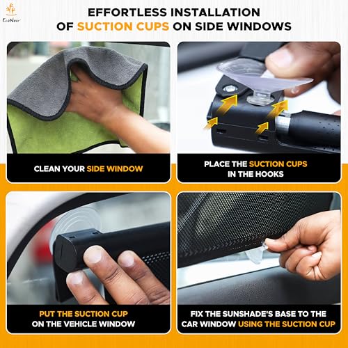 Image of EcoNour Car Window Shades for Baby | 2 Pack Side Window Sun Shade | UV & Sun Glare Protection for Rear Window Shade | Baby Window Sun Shade with Suction Cup | Car Accessories for Kids(14 inchx17 inch)