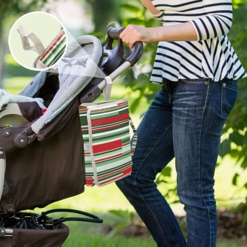 Kagirah Red Green Lines Portable Changing Pad with Built-in Pillow, Waterproof Foldable Baby Diaper Changing Pads, Diaper Mat for Boys and Girls - 5