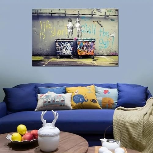 Affiche Banksy graffiti abstrait et tableau mural salon 80x110