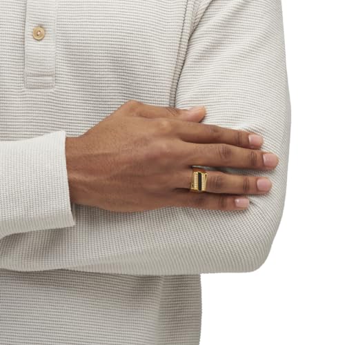 PalmBeach Men's Yellow Gold-Plated Emerald Cut Natural Black Onyx and Round Crystal Ring Sizes 8-134