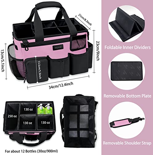 Noelen Gad Tragbare Reinigungs-Caddy-Tasche, Reinigungsmittel-Tragetasche für Reinigungsmittel, Reinigungs-Organizer mit verstellbaren Schulter- und Hüftgurten für Reiniger und Haushälterin (groß,