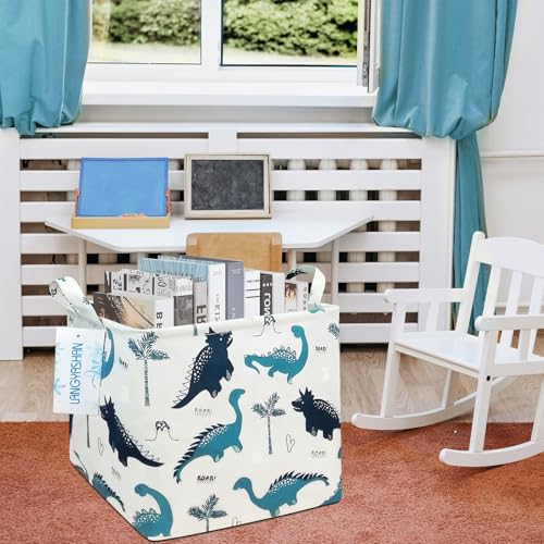 Image of Square Storage Baskets Children Shelves Gift Toy Organizer Room Dinosaur | Laundry Hamper Collapse Canvas with Handles for Organizing Home Kitchen Children Toys Office Closet Shelf