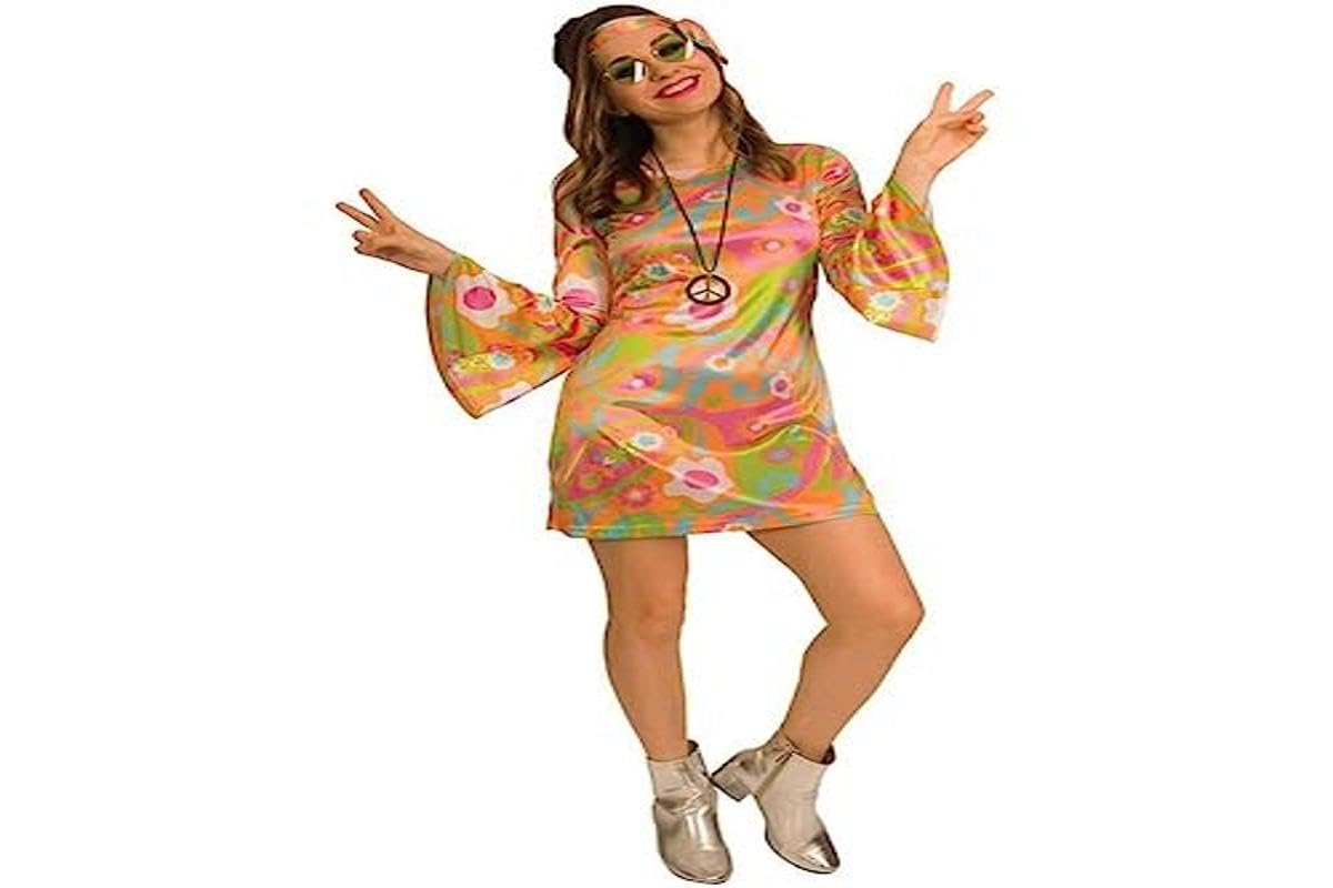amscan 9905136 - Women's 1960's Groovy Baby Hippy Adults Fancy Dress Costume Size: 8-10