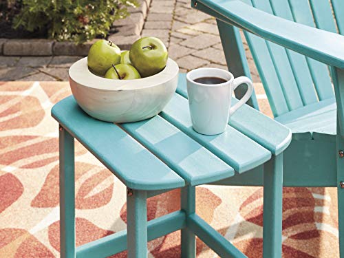 Signature Design By Ashley Sundown Treasure Outdoor Patio Hdpe Weather Resistant End Table, Blue #TOP5