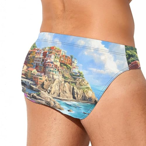 Italy Coast Cinque Terre Men's Swim Brief Sexy Bikini Swimwear Swimsuit Trunks Bathing Suits3