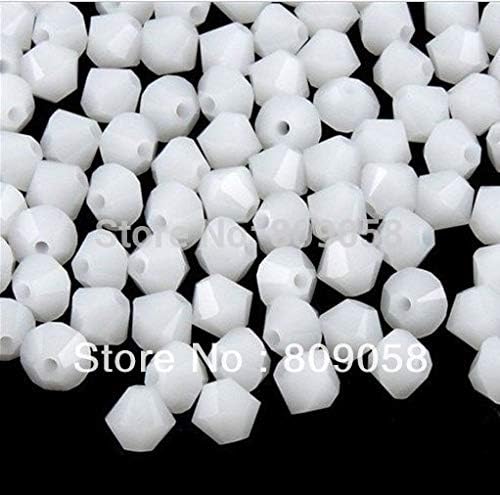 Calvas 4MM Bicone Flicker Faceted Glass Crystal Spacer Loose Beads,1200pcs Opaque White Crystal Beads for Jewelry Making - (Color: Hot Pink)