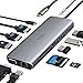 Produktbild USB C Docking Station Triple Display USB C Hub 12 in 1 USB C Hub Dockingstation mit Dual 4K HDMI, VGA, 2*USB 3.0&2.0, Gigabit Ethernet LAN, 100 W PD, TF/SD Kartenleser, 3.5mm Audio/Mic für MacBook