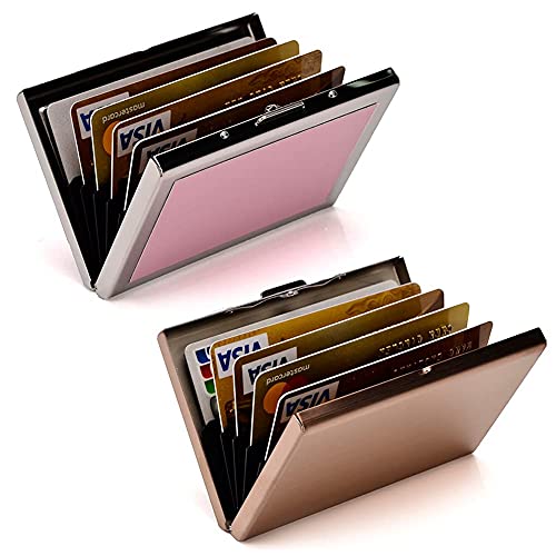 EASTNIGHTS (Bundle of 2 Sets) - RFID Credit Card Holder Metal Business Card Case for Men or Women