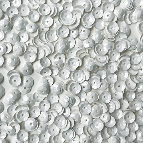 5mm Cup Sequins White Opaque Medium Hole Made in USA