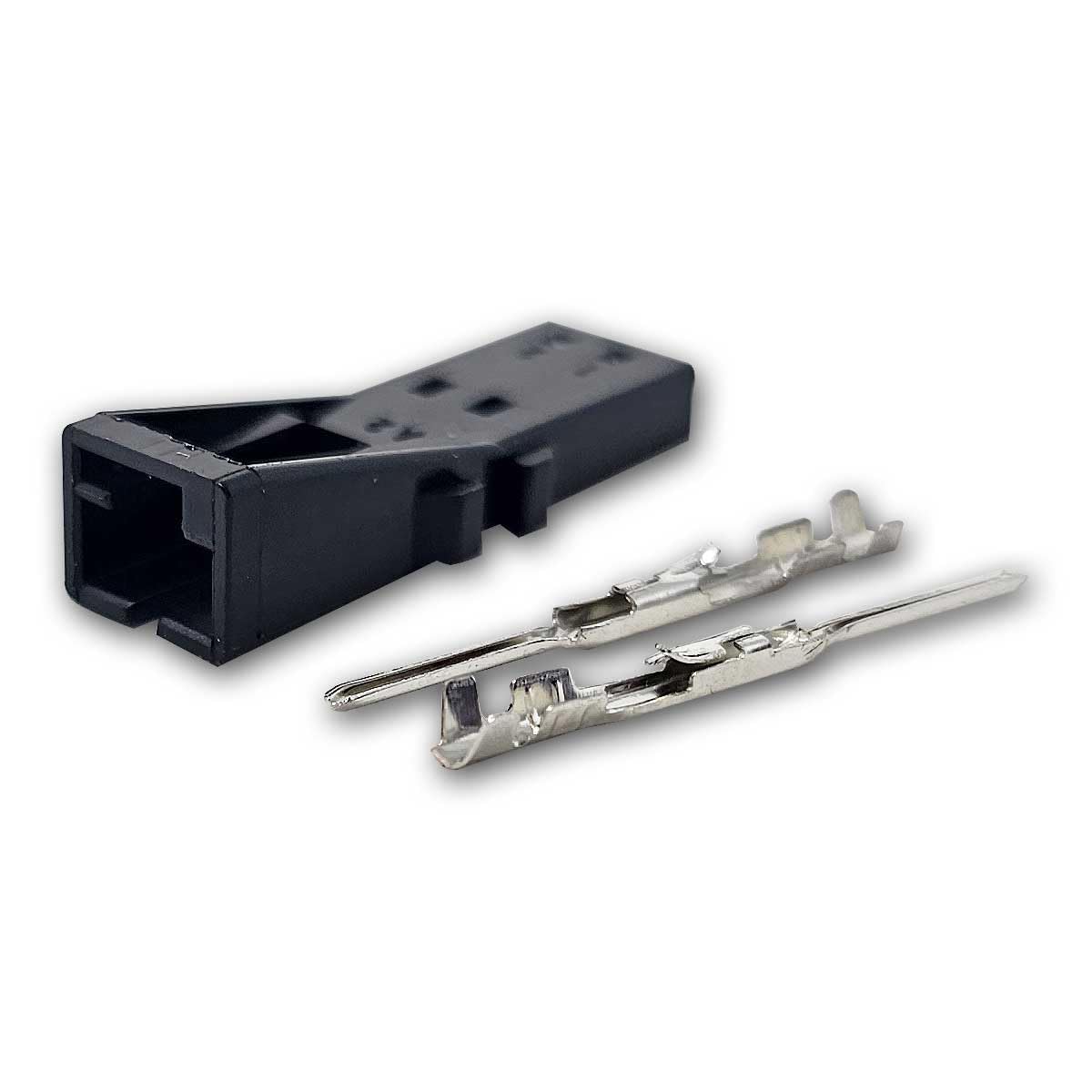 world-trading-net Mini AMP-Steckverbinder 2-polig, verzinnte Kupferkontakte, Arretierung, schwarzes Kunststoffgehäuse, 10er Pack