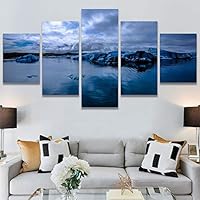SIGNWIN 5 Panel Canvas Wall Art Modern Art Aerial Contemporary Cool Dramatic Multicolor Nature Photography Snow for Home Decorations Ready to Hang - 60