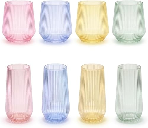 Miniatura 14 de Paquete de 48 vasos de plástico ondulados de origami, 24 flautas de champán sin tallo de 9 onzas y 24 vasos de 12 onzas, vasos de champán