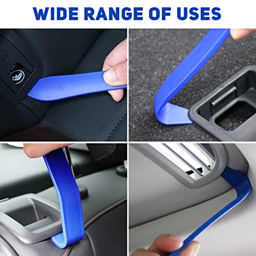 Ptstel 95Pcs Trim Removal Tool Car Panel Door Audio Trim Removal Kit Multiple Auto Clip Pliers Fastener Remover Set Pry Puller Crowbar Car Upholstery Terminal/Stereo Repair Blue With Storage Bag #TOP6