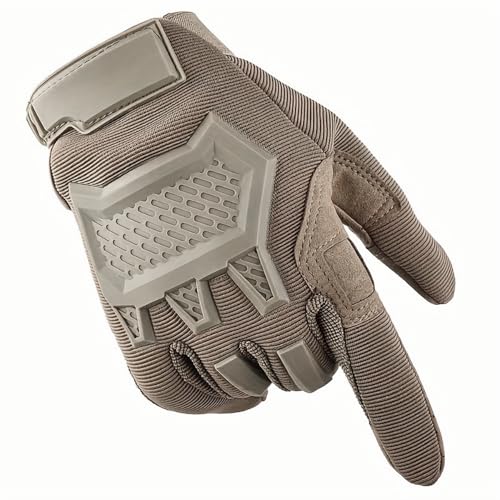 Taktische Handschuhe, rutschfeste, verschleißfeste Kampftrainings-Anti-Kollisions-Handschuhe mit vollem Finger, Touch Screen, lange Finger für Sport, Sandfarben, XL